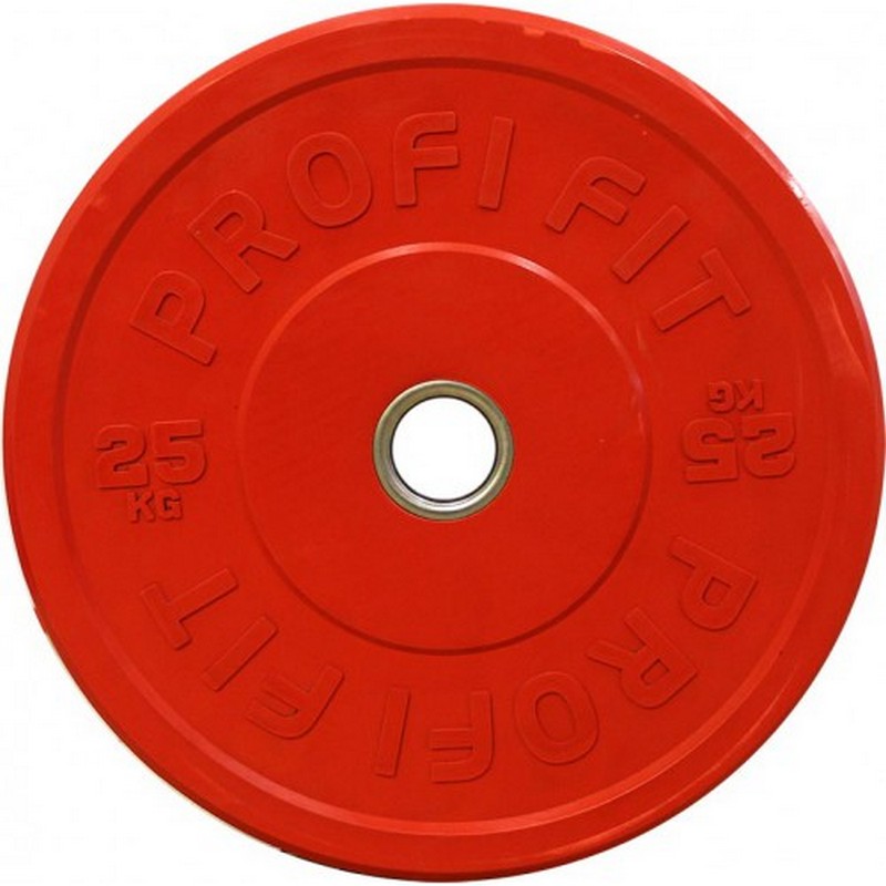 Диск для штанги каучуковый, цветной, d51 25кг Profi-Fit 800_800